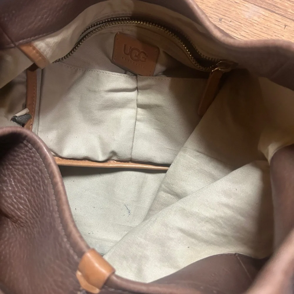 UGG Australia Brown Pebble Leather Hobo Handbag